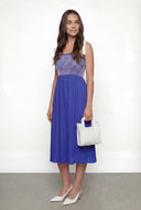 Smocked Bodice Tie Shoulder Midi Dress