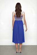 Smocked Bodice Tie Shoulder Midi Dress