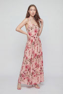 Floral Bodice Halter Maxi Dress