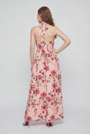 Floral Bodice Halter Maxi Dress