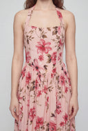 Floral Bodice Halter Maxi Dress
