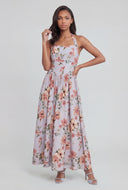 Floral Bodice Halter Maxi Dress
