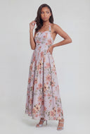 Floral Bodice Halter Maxi Dress