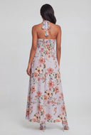 Floral Bodice Halter Maxi Dress