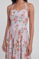 Floral Bodice Halter Maxi Dress