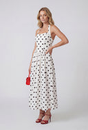Polka Dot Bodice Halter Maxi Dress