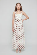 Polka Dot Bodice Halter Maxi Dress
