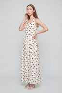 Polka Dot Bodice Halter Maxi Dress