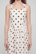 Polka Dot Bodice Halter Maxi Dress