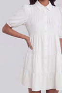 Button Front Tiered Shirt Dress