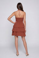 Madeleine Tiered Crepe Halter Dress
