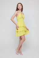 Madeleine Tiered Crepe Halter Dress