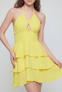 Madeleine Tiered Crepe Halter Dress