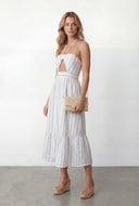 Striped Keyhole Halter Sundress