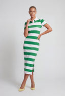 Striped Slit Hem Polo Dress