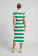 Striped Slit Hem Polo Dress