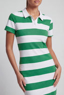 Striped Slit Hem Polo Dress