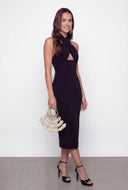 Criss Cross Halter Midi Cocktail Dress