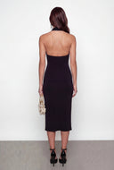 Criss Cross Halter Midi Cocktail Dress