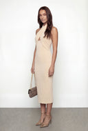 Criss Cross Halter Midi Cocktail Dress