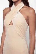 Criss Cross Halter Midi Cocktail Dress