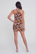 Retro Psychedelic Mesh Halter Dress