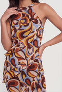 Retro Psychedelic Mesh Halter Dress