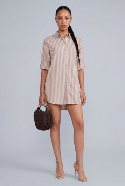 Striped Mini Shirt Dress
