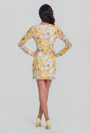 Status Print Tie Front Mini Dress