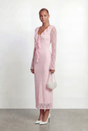 Lace Tie Front Plunge Maxi Dress