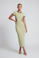 Textured Contrast Keyhole Back Midi Dress