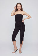 Tie Front Strapless Capri Jumpsuit