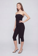 Tie Front Strapless Capri Jumpsuit