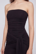 Tie Front Strapless Capri Jumpsuit