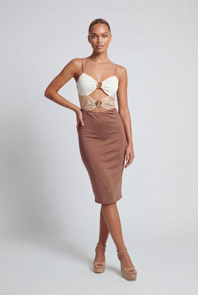 Marianna Color Block Cutout Midi Dress