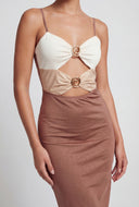 Marianna Color Block Cutout Midi Dress
