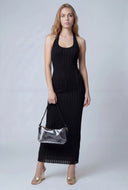 Textured Maxi Halter Dress