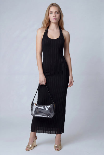 Textured Maxi Halter Dress