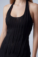 Textured Maxi Halter Dress
