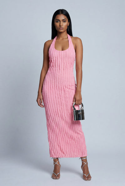 Textured Maxi Halter Dress