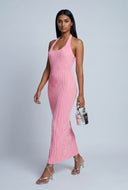 Textured Maxi Halter Dress