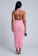 Textured Maxi Halter Dress