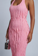Textured Maxi Halter Dress