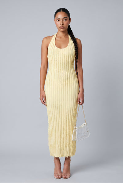 Textured Maxi Halter Dress