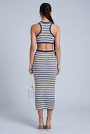 Striped Cutout Midi Dress