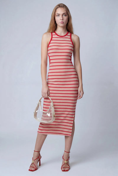 Striped Cutout Midi Dress