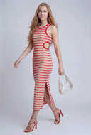Striped Cutout Midi Dress