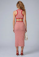Striped Cutout Midi Dress