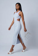 Striped Cutout Midi Dress