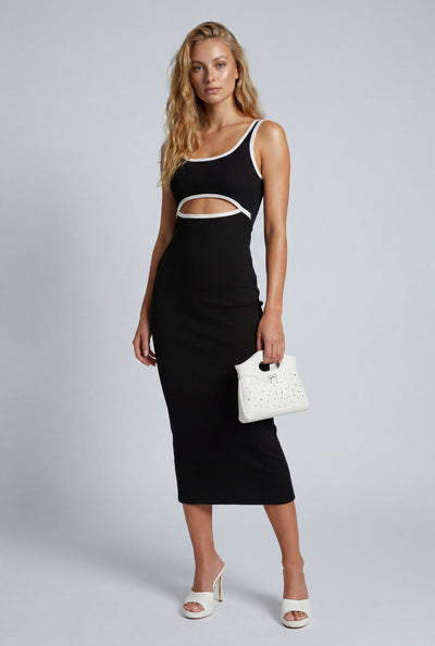 Ribbed Keyhole Midi Dress